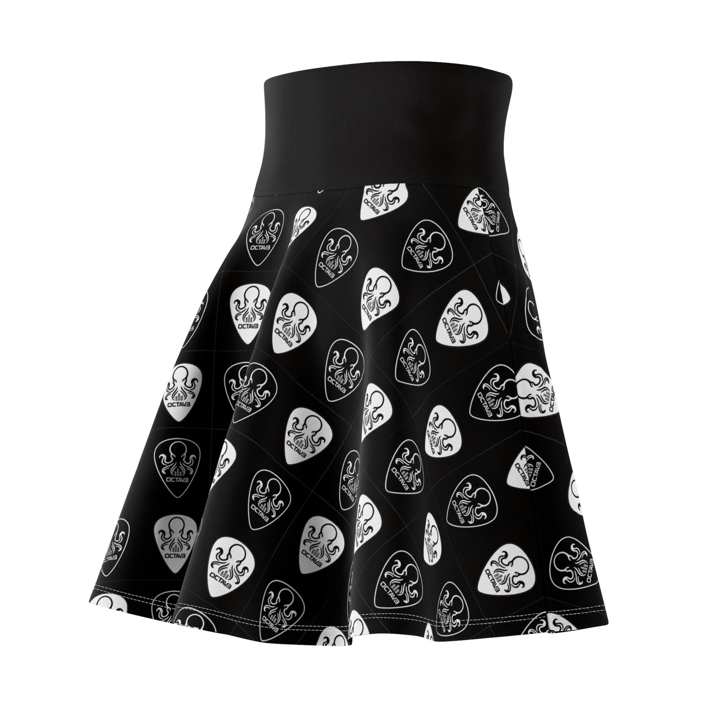 OCTAV3 Skater Skirt Black & White Octopus Picks