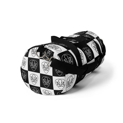 OCTAV3 Checkerboard Octopus Duffel Bag | Black White Travel Gym Bag