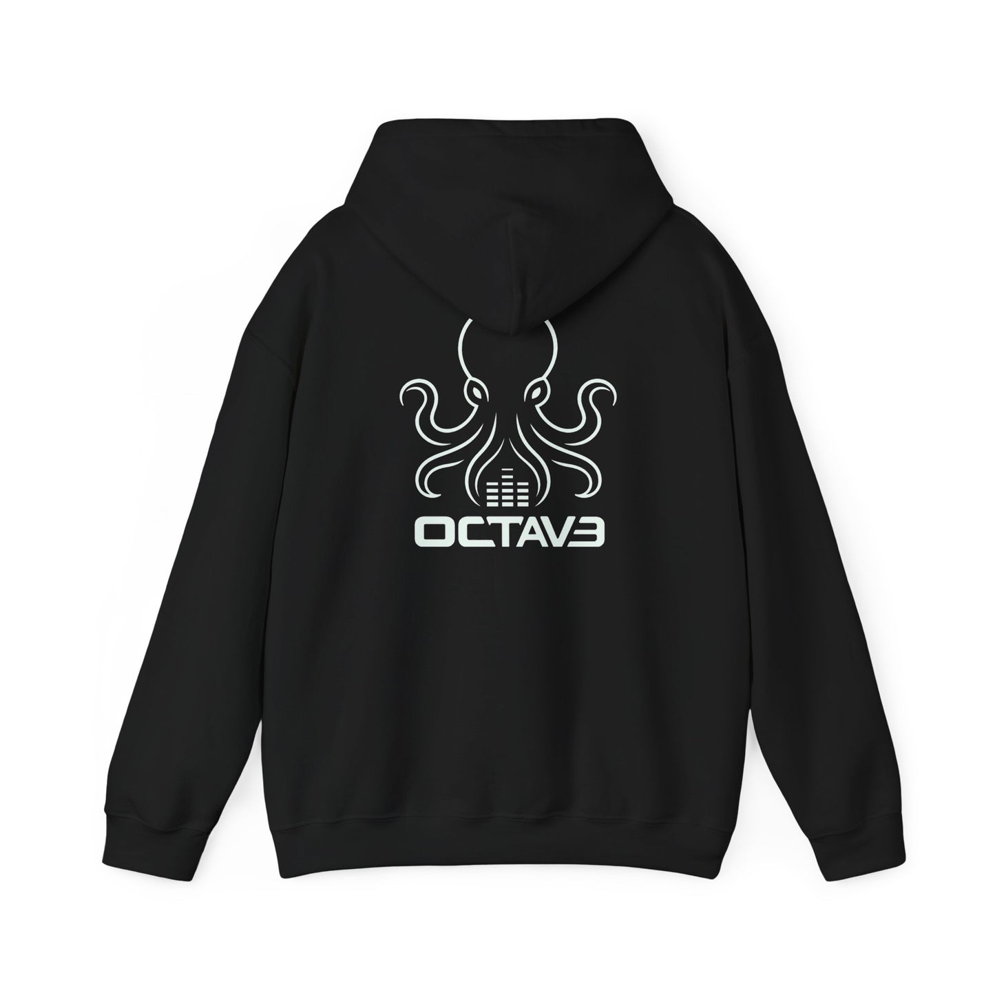 OCTAV3 Octopus logo Hoodie. Minimal Black Streetwear Pullover