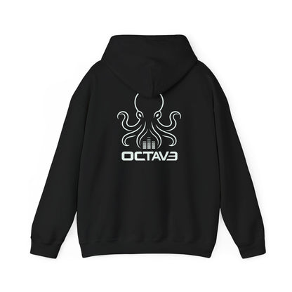 OCTAV3 Octopus logo Hoodie. Minimal Black Streetwear Pullover