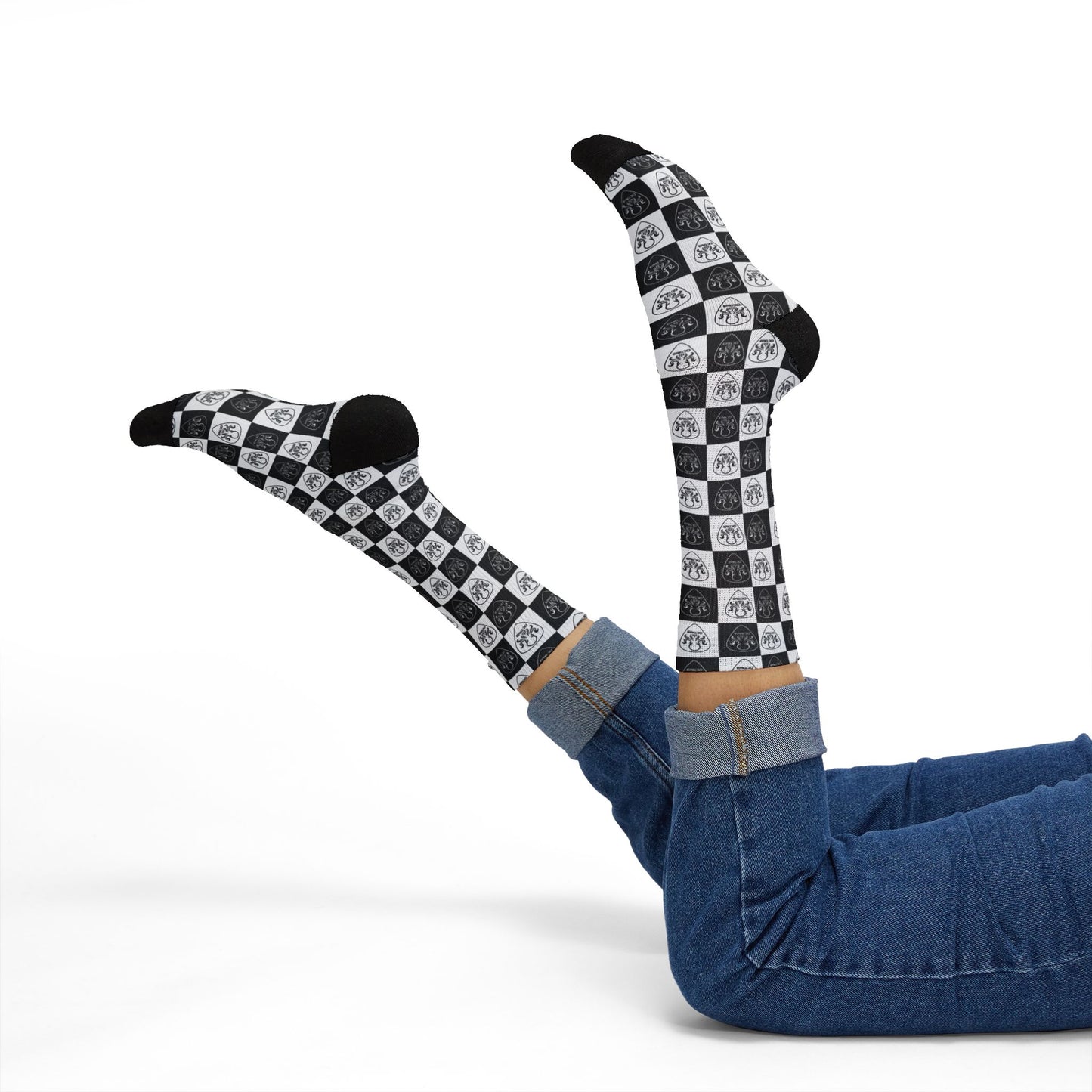 Checkerboard OCTAV3 Octopus picks | Black White Sublimation Socks