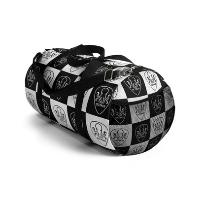 OCTAV3 Checkerboard Octopus Duffel Bag | Black White Travel Gym Bag