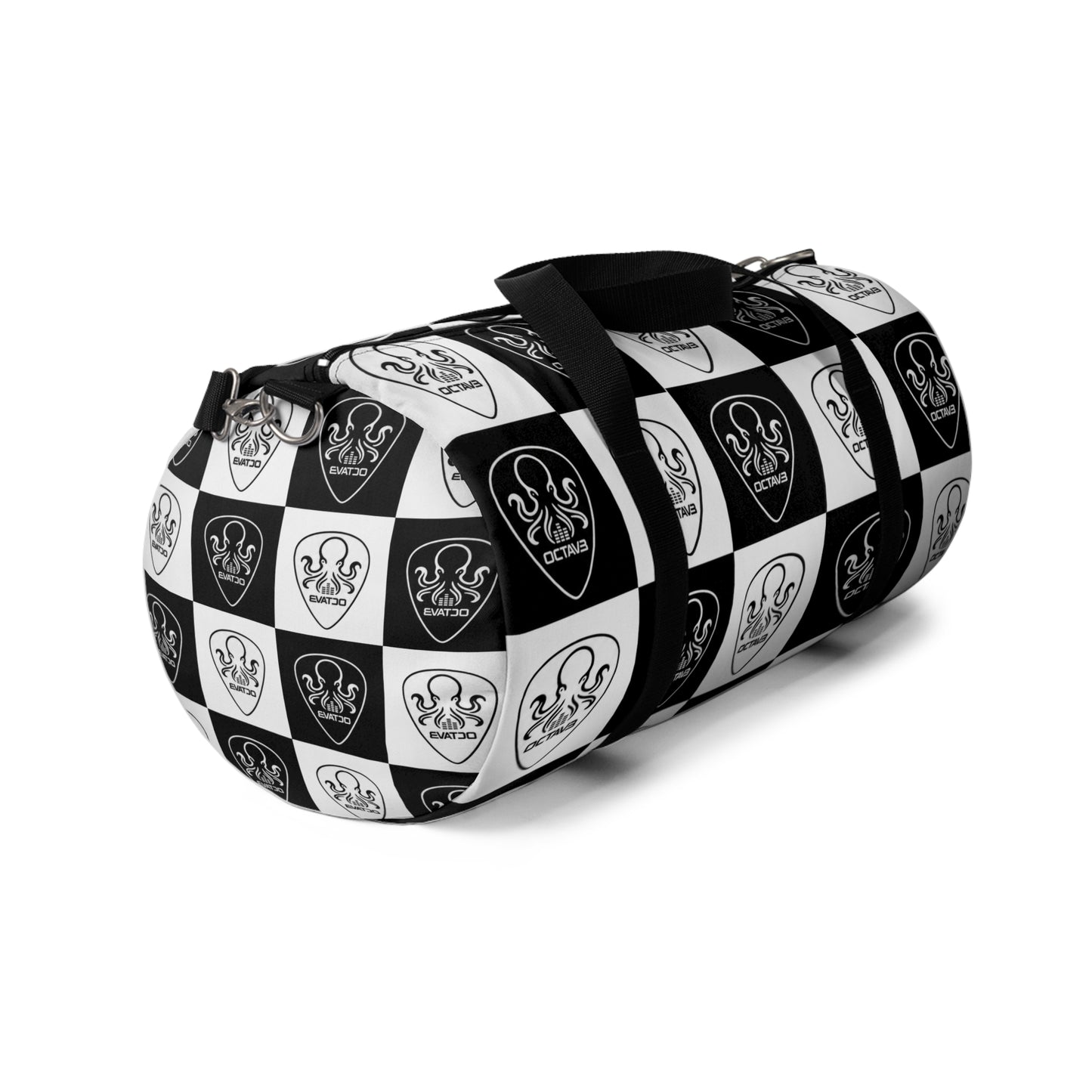 OCTAV3 Checkerboard Octopus Duffel Bag | Black White Travel Gym Bag