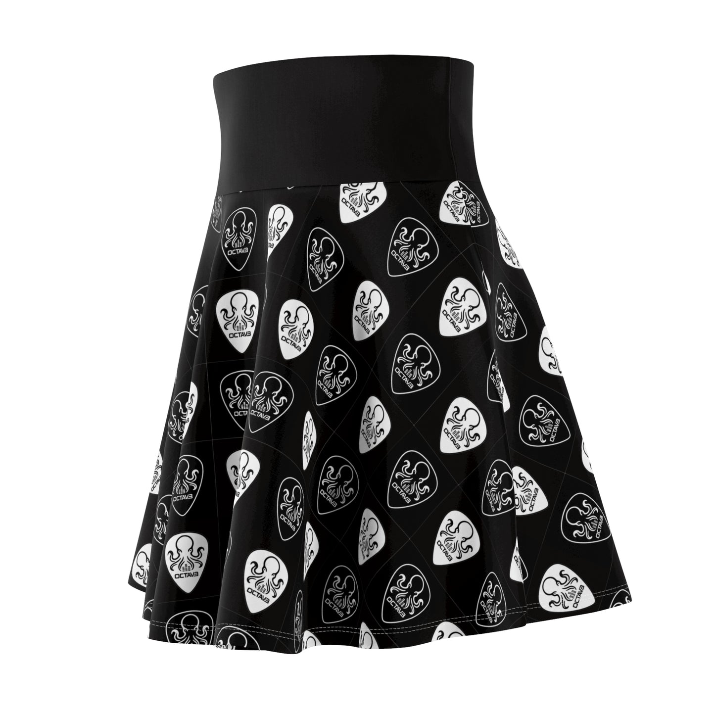 OCTAV3 Skater Skirt Black & White Octopus Picks