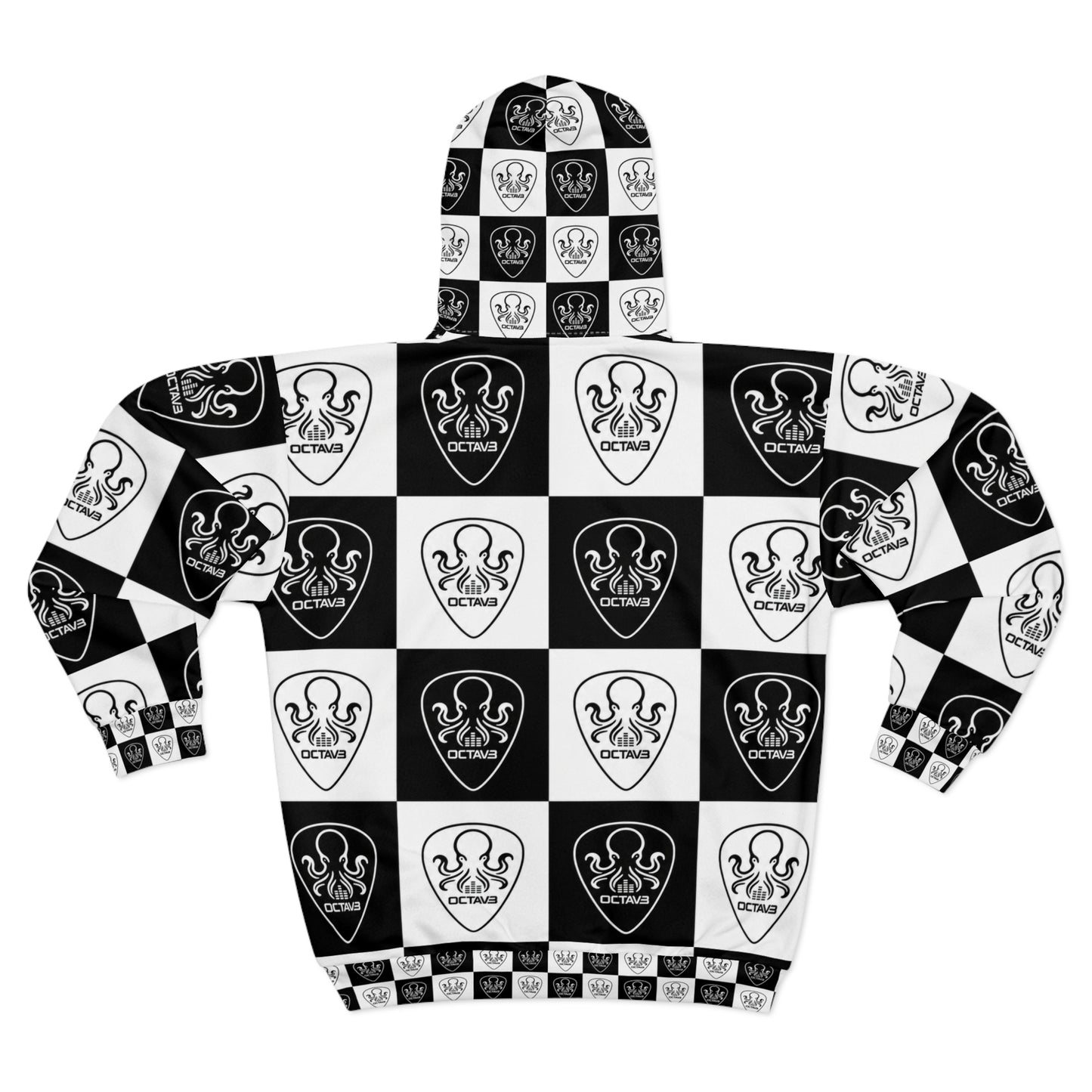 OCTAV3 Black/White Checkered Zip Up Hoodie