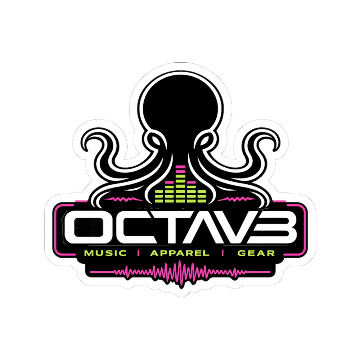 Octav3 Music Gear Vinyl Sticker — Octopus Logo Kiss-Cut Sticker