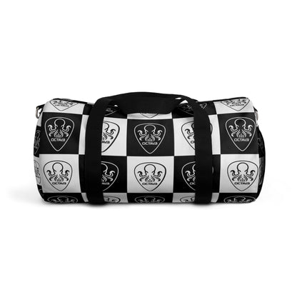 OCTAV3 Checkerboard Octopus Duffel Bag | Black White Travel Gym Bag