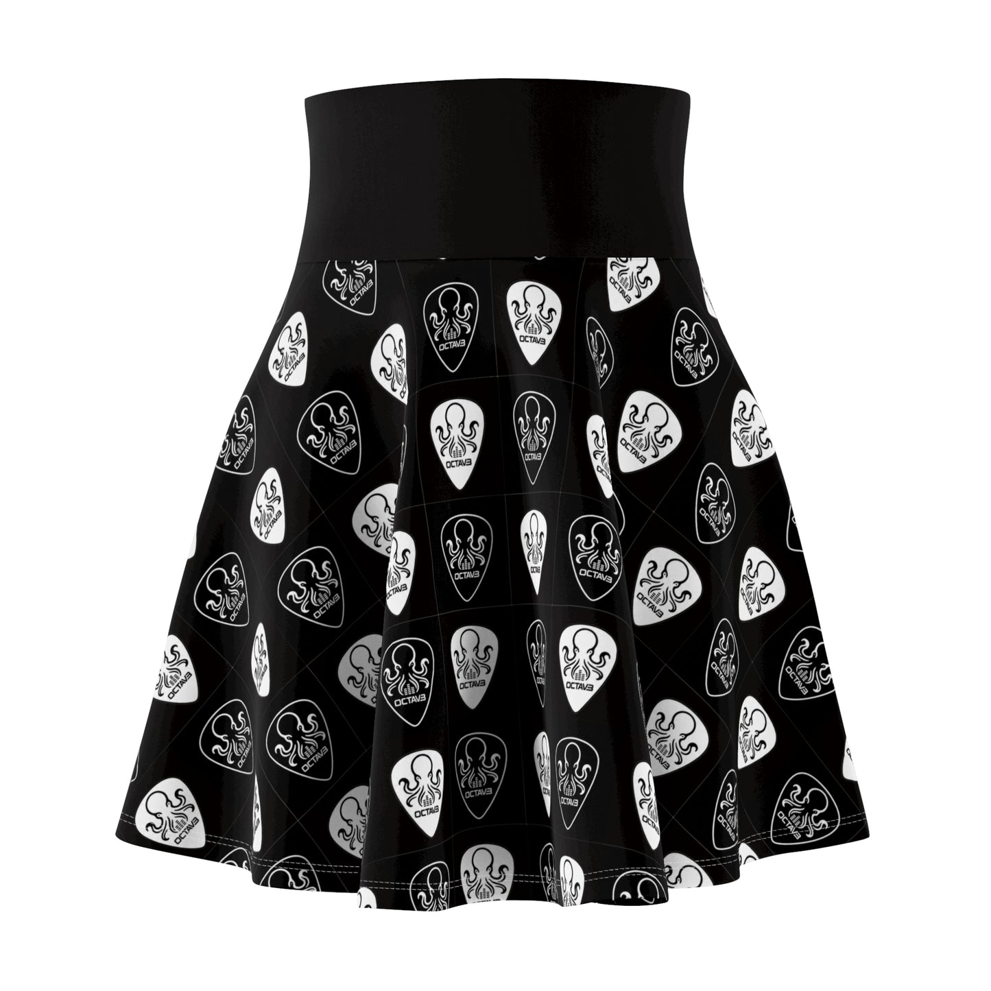OCTAV3 Skater Skirt Black & White Octopus Picks