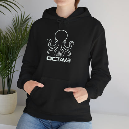 OCTAV3 Octopus logo Hoodie. Minimal Black Streetwear Pullover