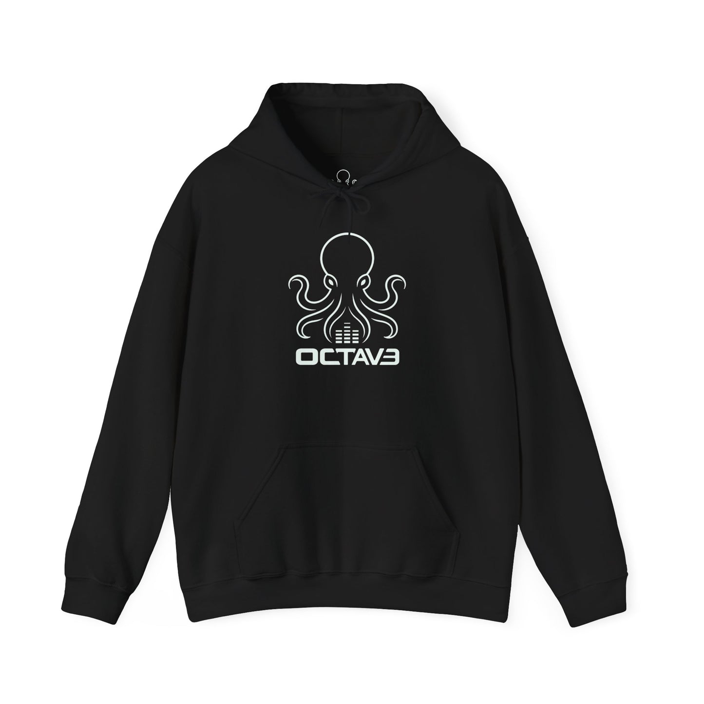 OCTAV3 Octopus logo Hoodie. Minimal Black Streetwear Pullover