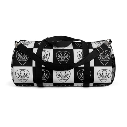 OCTAV3 Checkerboard Octopus Duffel Bag | Black White Travel Gym Bag