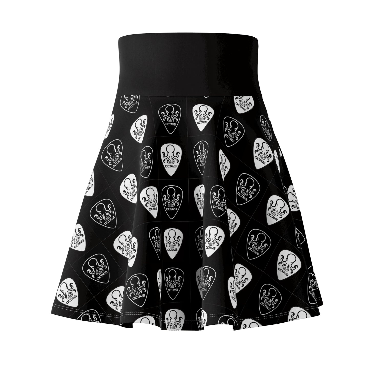 OCTAV3 Skater Skirt Black & White Octopus Picks