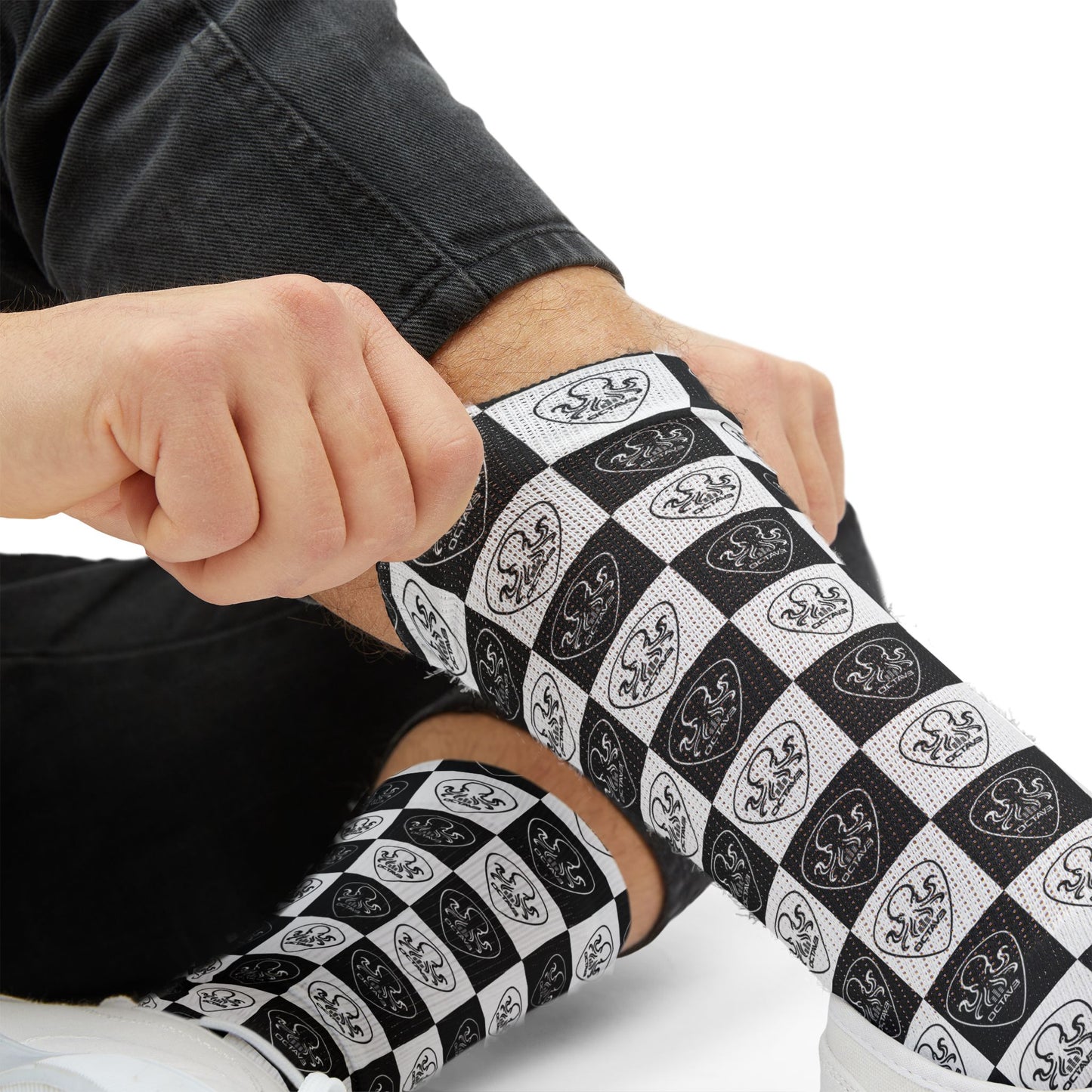 Checkerboard OCTAV3 Octopus picks | Black White Sublimation Socks