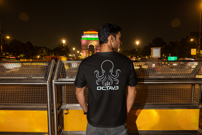 OCTAV3 Octopus Tee. Minimal Black Streetwear Graphic Shirt