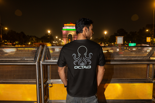 OCTAV3 Octopus Tee. Minimal Black Streetwear Graphic Shirt