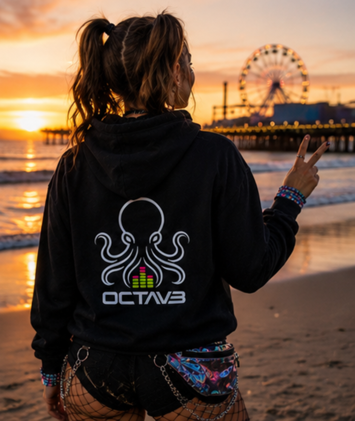 OCTAV3 Music Producer Octopus Hoodie – EDM Festival Pullover Hoodie