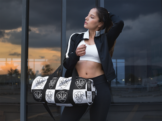 OCTAV3 Checkerboard Octopus Duffel Bag | Black White Travel Gym Bag