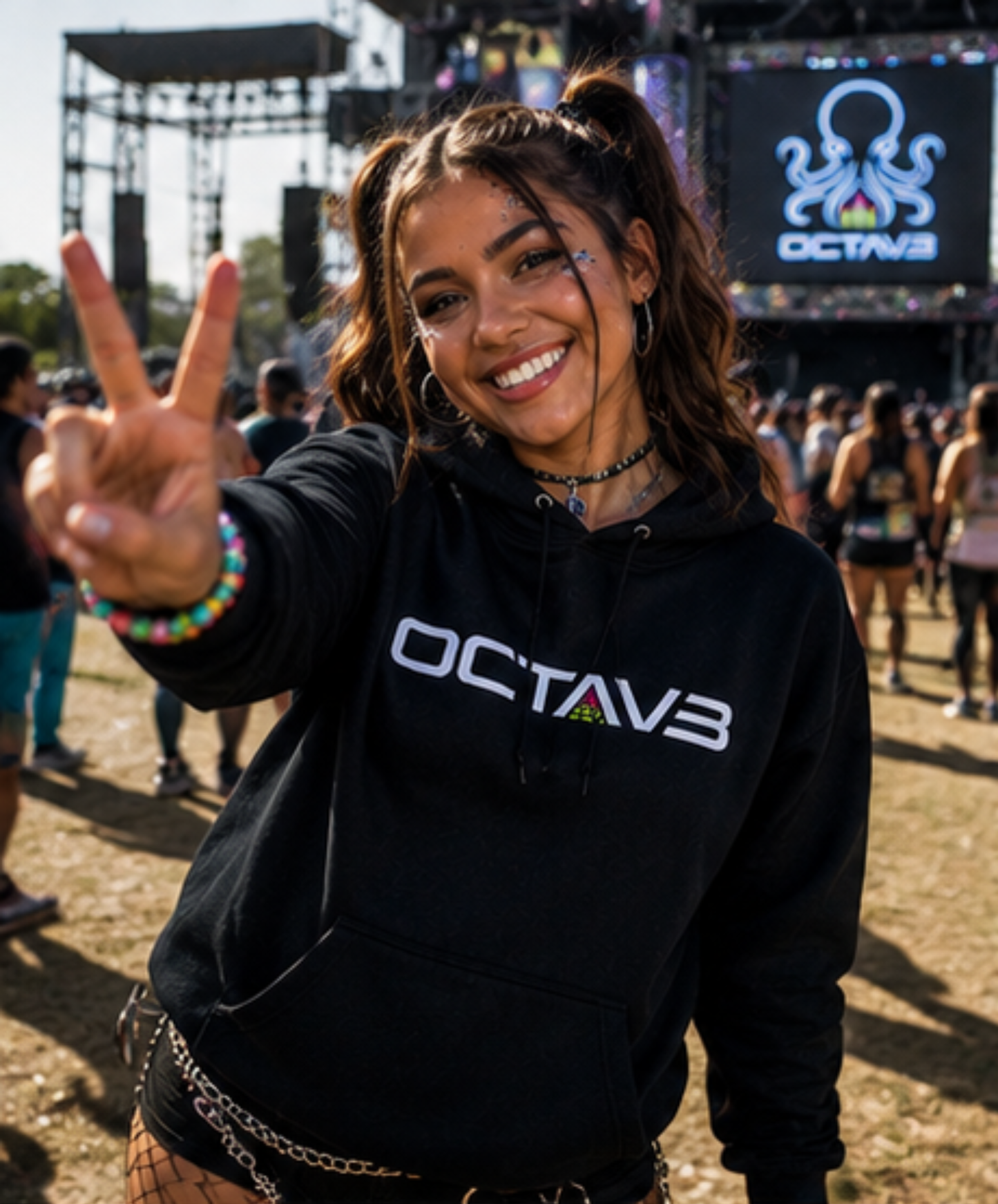 OCTAV3 Music Producer Octopus Hoodie – EDM Festival Pullover Hoodie